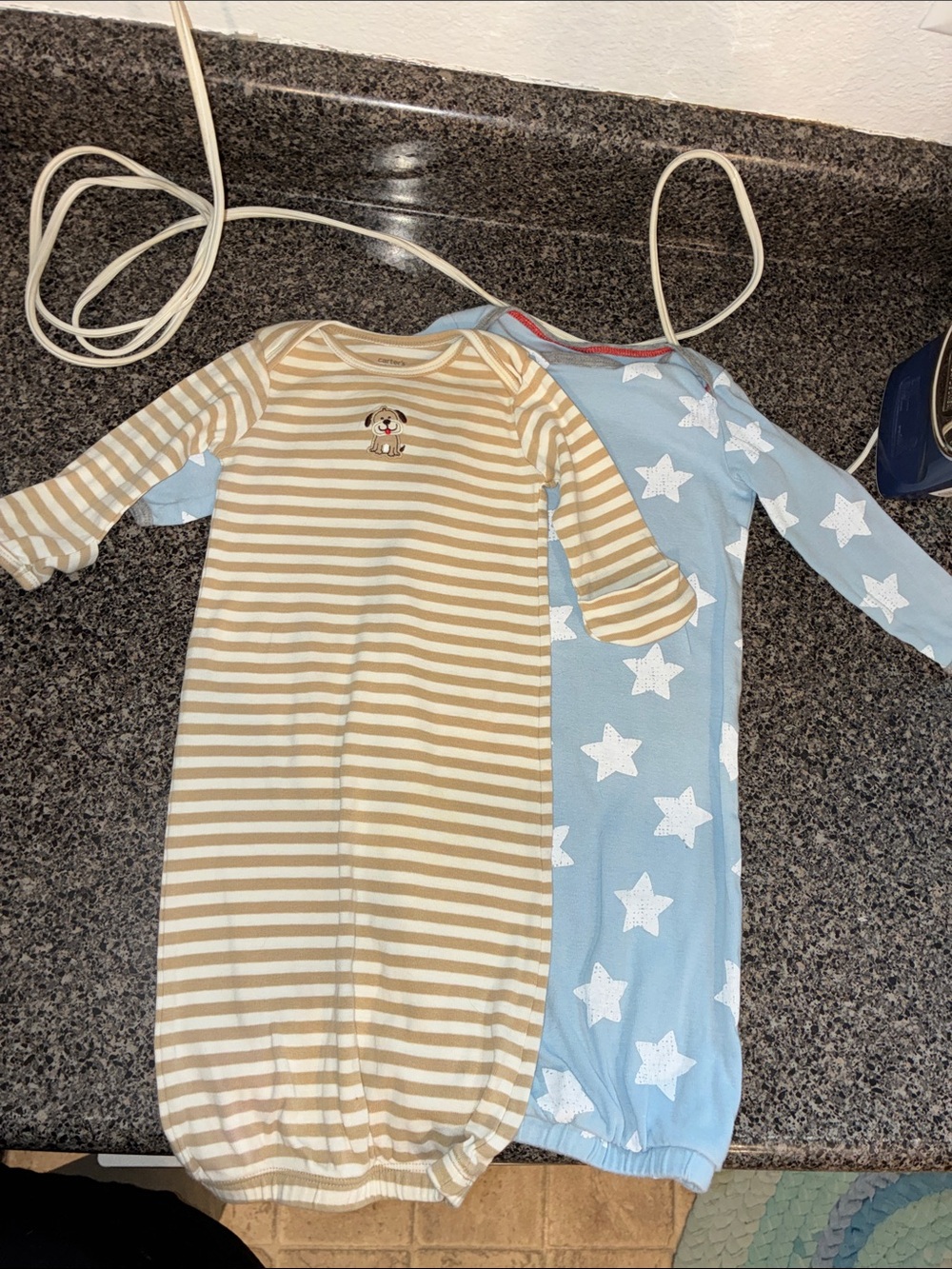 Cat & Jack Beige Striped and Light Blue Star Sleep Gowns